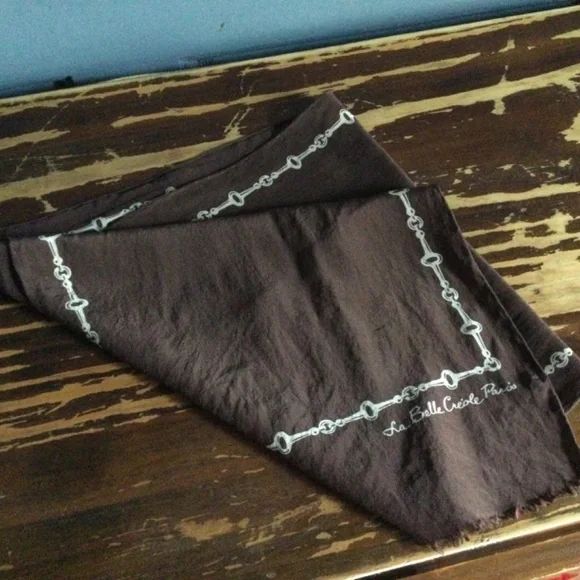 Vintage La Belle Creole - Paris Silk Scarf Horse bit design in a dk brown & gold - Picture 7 of 10